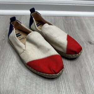 TOMS x Clare V Shoes Womens Size 5 Red White Blue Canvas Espadrille Flats Casual
